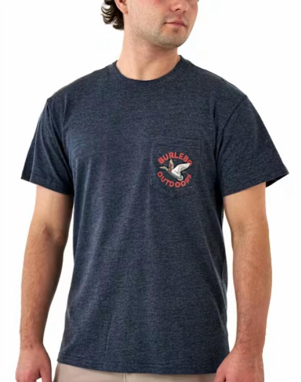 NEW BURLEBO old school duck hunt short-sleeve t-shirt in heather navy